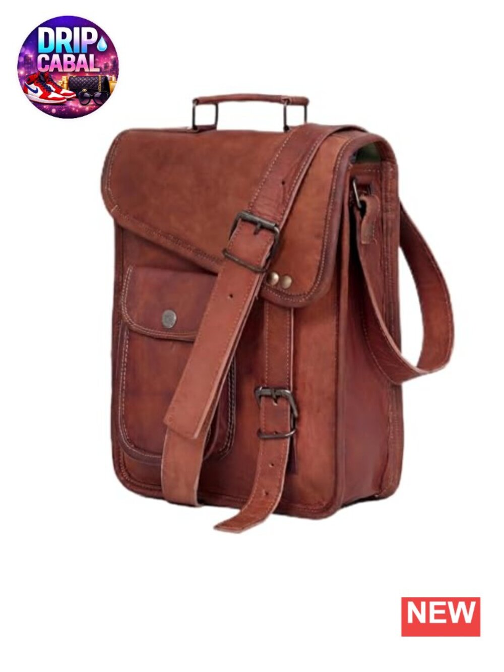 Genuine Goat Leather Satchel 17in Tablet Laptop Bag Crossbody Briefcase